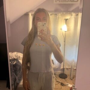 Brandy Melville light blue poppy t-shirt